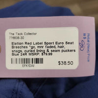 Euro Seat Breeches *gc, mnr faded, hair, snags, curled lining & seam puckers
