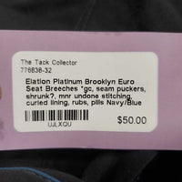 Euro Seat Breeches *gc, seam puckers, shrunk?, mnr undone stitching, curled lining, rubs, pills