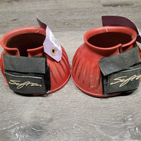 Ribbed Soft Rubber Bell Boots, velcro *gc, clean & dirt, residue, DEEP cracks, splits