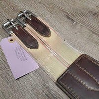 Leather Padded Girth, 2x Els *gc, clean, mnr dirt?residue & stains, frayed elastic
