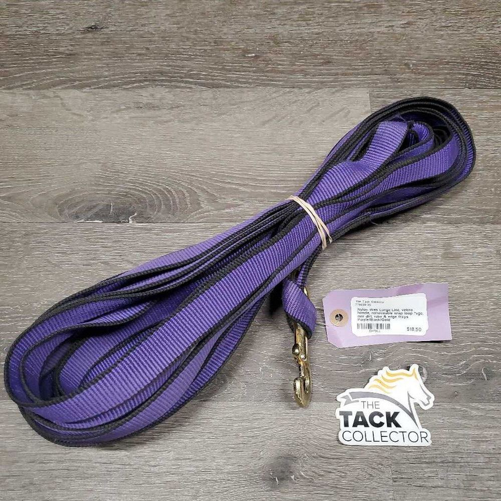 Nylon Web Lunge Line, velcro handle, removeable snap loop *vgc, mnr dirt, rubs & edge frays