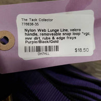 Nylon Web Lunge Line, velcro handle, removeable snap loop *vgc, mnr dirt, rubs & edge frays
