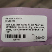 Thin Leather Girth, 1x els *gc/fair, stretched, creases, dry, scratches, older, rubs, discolored
