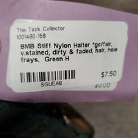 Stiff Nylon Halter *gc/fair, v.stained, dirty & faded, hair, hole frays