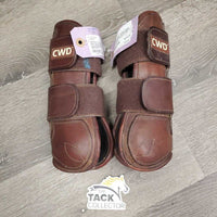 Open Front Leather Boots, velcro *vgc, clean, cracking liners, mnr dirt & stains