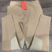 Hvy Cotton Breeches, Pull On *gc, seat rubs & pills, stretched & wavy ankle elastic