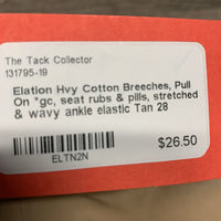 Hvy Cotton Breeches, Pull On *gc, seat rubs & pills, stretched & wavy ankle elastic
