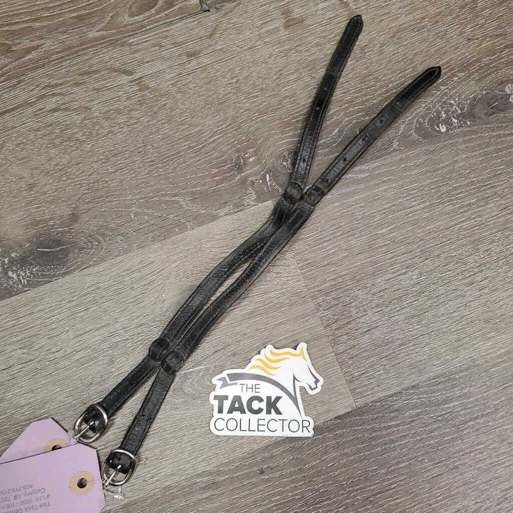 2 Thick Leather Spur Straps *gc, dirt, faded, dents, residue