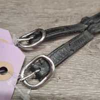 2 Thick Leather Spur Straps *gc, dirt, faded, dents, residue