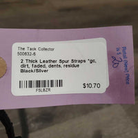 2 Thick Leather Spur Straps *gc, dirt, faded, dents, residue