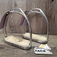 Pr Fine Light Stirrup Irons, grips *vgc, dirty, scratches
