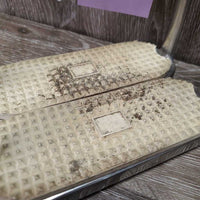 Pr Fine Light Stirrup Irons, grips *vgc, dirty, scratches
