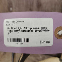 Pr Fine Light Stirrup Irons, grips *vgc, dirty, scratches