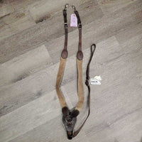 Leather & Elastic Breastplate, snaps *gc/fair, older, rubs, scrapes, stains, older, thin fleece, dirty, faded