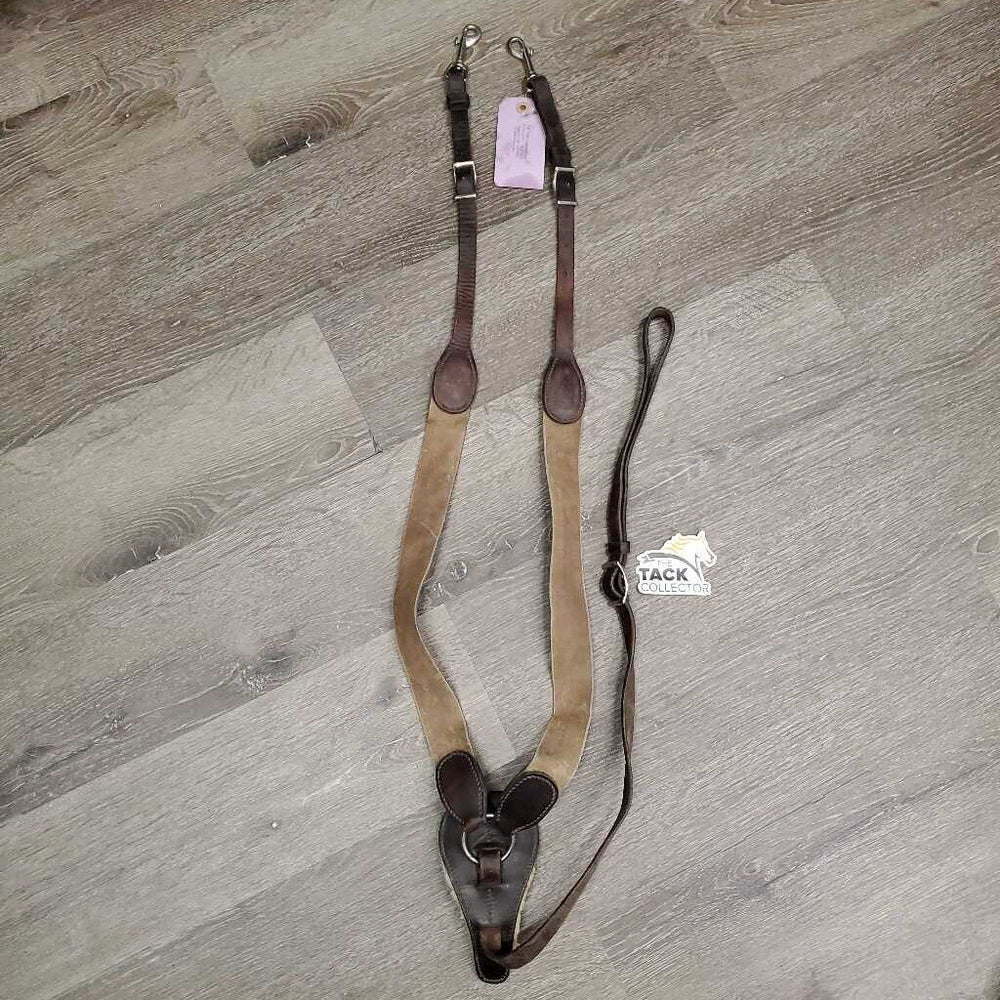 Leather & Elastic Breastplate, snaps *gc/fair, older, rubs, scrapes, stains, older, thin fleece, dirty, faded