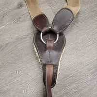 Leather & Elastic Breastplate, snaps *gc/fair, older, rubs, scrapes, stains, older, thin fleece, dirty, faded
