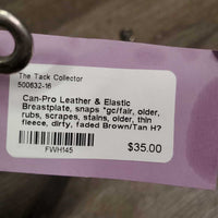 Leather & Elastic Breastplate, snaps *gc/fair, older, rubs, scrapes, stains, older, thin fleece, dirty, faded
