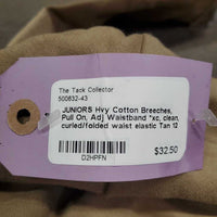 JUNIORS Hvy Cotton Breeches, Pull On, Adj Waistband *xc, clean, curled/folded waist elastic
