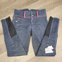 JUNIORS? Full Sticky Seat Denim Breeches *gc, faded, seam puckers, rubs, thin spots, stains

