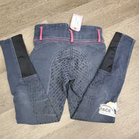 JUNIORS? Full Sticky Seat Denim Breeches *gc, faded, seam puckers, rubs, thin spots, stains
