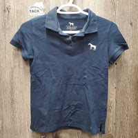JUNIORS SS Polo Shirt, 1/4 button up *gc, faded, hair, stain
