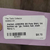 JUNIORS SS Polo Shirt, 1/4 button up *gc, faded, hair, stain