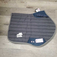 Quilt Jumper Saddle Pad, 1x piping, mesh bonnet *gc, puckers, torn piping, faded, mnr threads, undone stitch, dirt?

