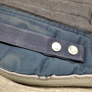 Quilt Jumper Saddle Pad, 1x piping, mesh bonnet *gc, puckers, torn piping, faded, mnr threads, undone stitch, dirt?