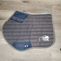Quilt Jumper Saddle Pad, 1x piping, mesh bonnet *gc, puckers, torn piping, faded, mnr threads, undone stitch, dirt?