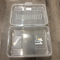 Plastic Box, attached Lid *gc, clean, scratches