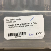 Plastic Box, attached Lid *gc, clean, scratches
