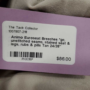 Euroseat Breeches *gc, unstitched seams, stained seat & legs, rubs & pills