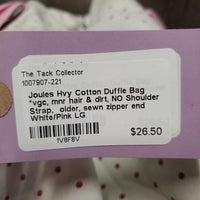 Hvy Cotton Duffle Bag *vgc, mnr hair & dirt, NO Shoulder Strap, older, sewn zipper end