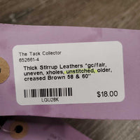 Thick Stirrup Leathers *gc/fair, uneven, xholes, unstitched, older, creased