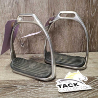 Pr Stirrup Irons, grips *vgc, mnr dirt & scratches, too big grips