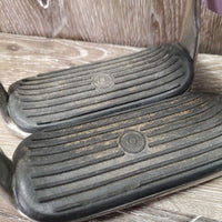 Pr Stirrup Irons, grips *vgc, mnr dirt & scratches, too big grips
