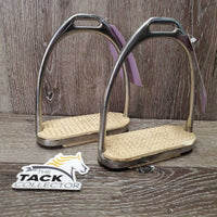 Pr Fine Light Stirrup Irons, grips *vgc, dirt, sticker, scratches
