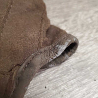 Thin Synthetic Suede Half Chaps *gc, clean, peeled edges, inside residue, rubs, frayed & stretched els, shedding
