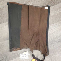 Thin Synthetic Suede Half Chaps *gc, clean, peeled edges, inside residue, rubs, frayed & stretched els, shedding
