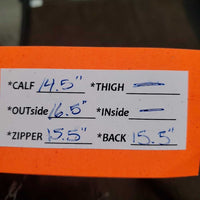 Thin Synthetic Suede Half Chaps *gc, clean, peeled edges, inside residue, rubs, frayed & stretched els, shedding
