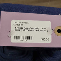 4 Fleece Polos *gc, hairy, clean, clumpy, dirt?stains, rubs