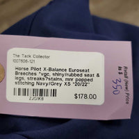 Euroseat Breeches *vgc, shiny/rubbed seat & legs, streaks?stains, mnr popped stitching
