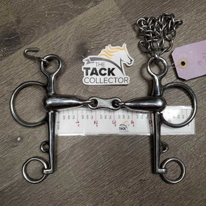 LS Thick Hollow Mouth French Link Pelham Bit, flat center bar, chain *xc/like new