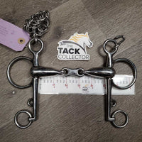 LS Thick Hollow Mouth French Link Pelham Bit, flat center bar, chain *xc/like new
