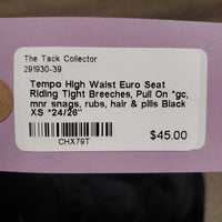 High Waist Euro Seat Riding Tight Breeches, Pull On *gc, mnr snags, rubs, hair & pills