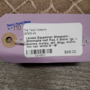 Sheepskin Shimmable Half Pad, 0 Shims *gc, v. stained, clumpy, dirt, dingy, stains, mnr hair