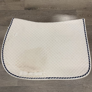 Quilt Jumper Saddle Pad, 1x piping *gc, mnr dirt, stains, rubs, cut tabs, hair, pills, dingy