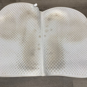 Quilt Jumper Saddle Pad, 1x piping *gc, mnr dirt, stains, rubs, cut tabs, hair, pills, dingy