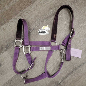 Nylon Halter, Velvet Padding, adj, snap *vgc, mnr hair, frayed holes, dirt?stains & velvet rubs