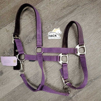 Nylon Halter, Velvet Padding, adj, snap *vgc, mnr hair, frayed holes, dirt?stains & velvet rubs
